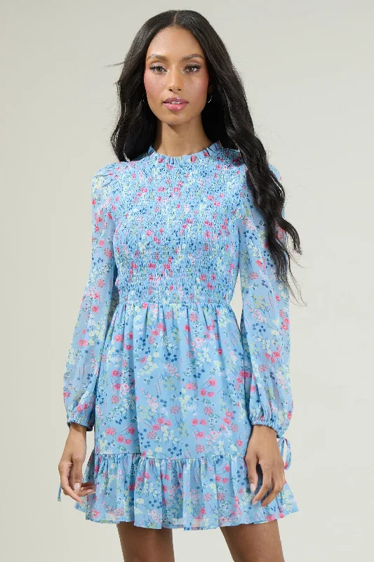 women's casual dressesAlicia Floral Smocked Mini Dress