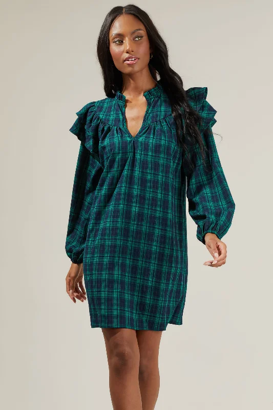 women's empire-line dressesRaquel Plaid Babydoll Mini Dress