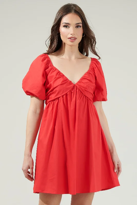 Plunging Neckline DressLeandra Poplin Mini Dress