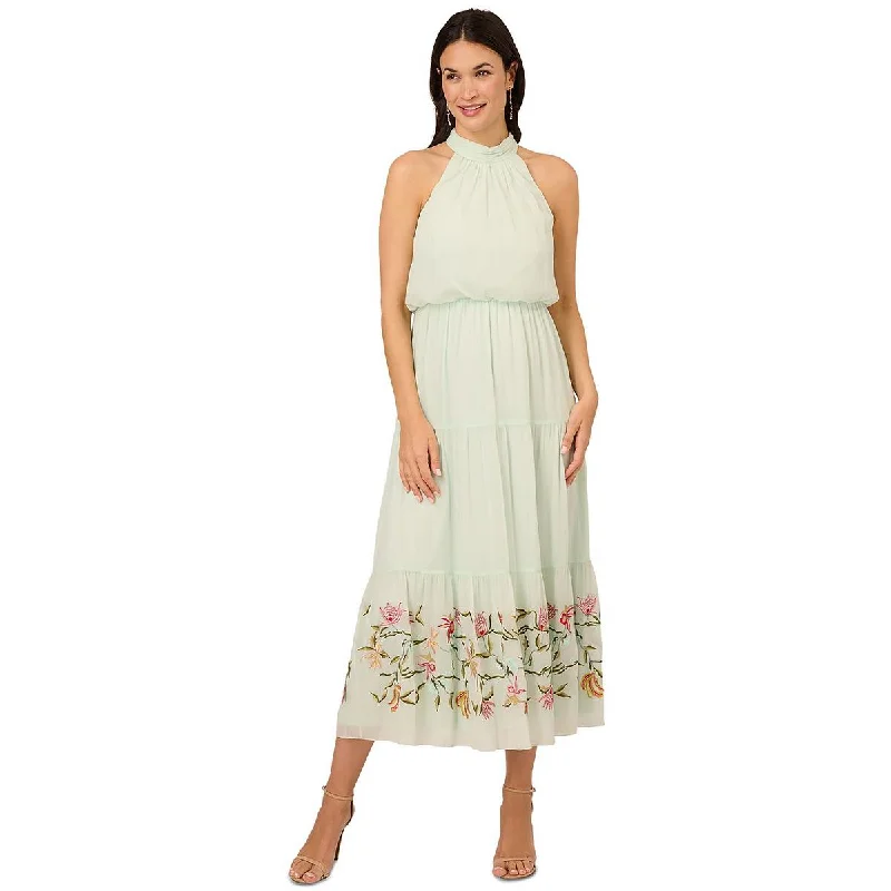 women's chiffon dressesAdrianna Papell Womens Chiffon Embellished Maxi Dress