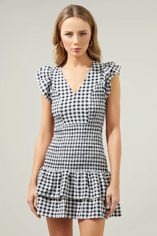 women's versatile dressesDarcy Gingham Smocked Everleigh Mini Dress