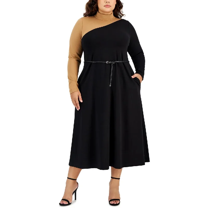 women's off-the-shoulder dressesAnne Klein Womens Plus Belted Long Maxi Dress