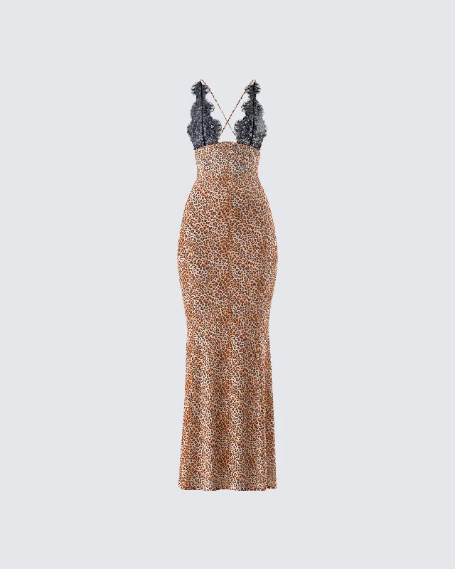 women's lightweight dressesEvodie Leopard Print Maxi Dress