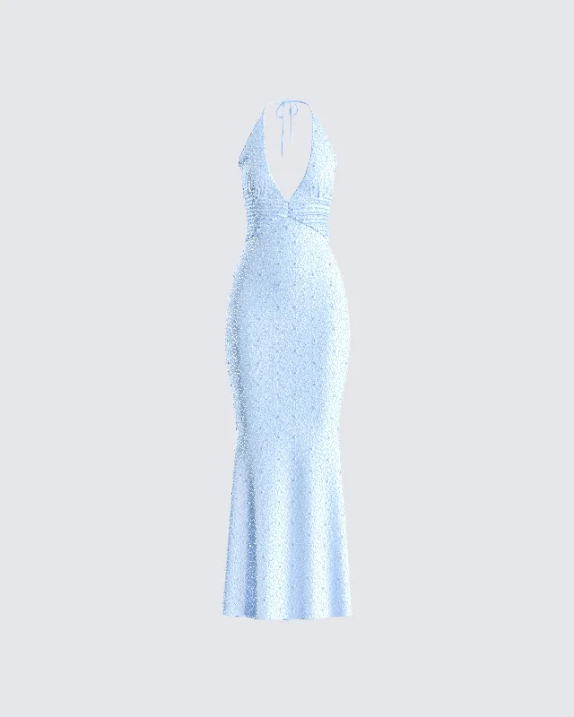 Body-Hugging DressDana Baby Blue Beaded Maxi Dress