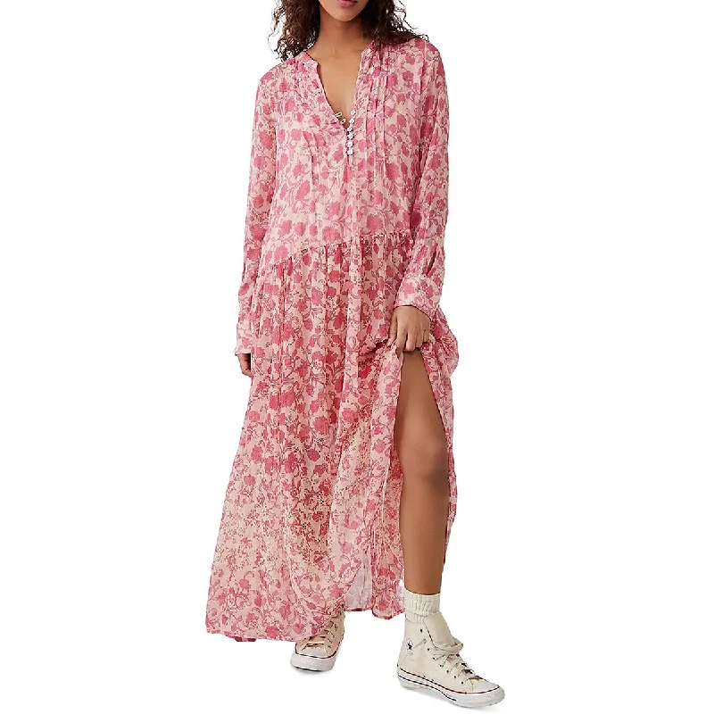 Halter DressFree People Womens See It Through Floral Print Long Maxi Dress