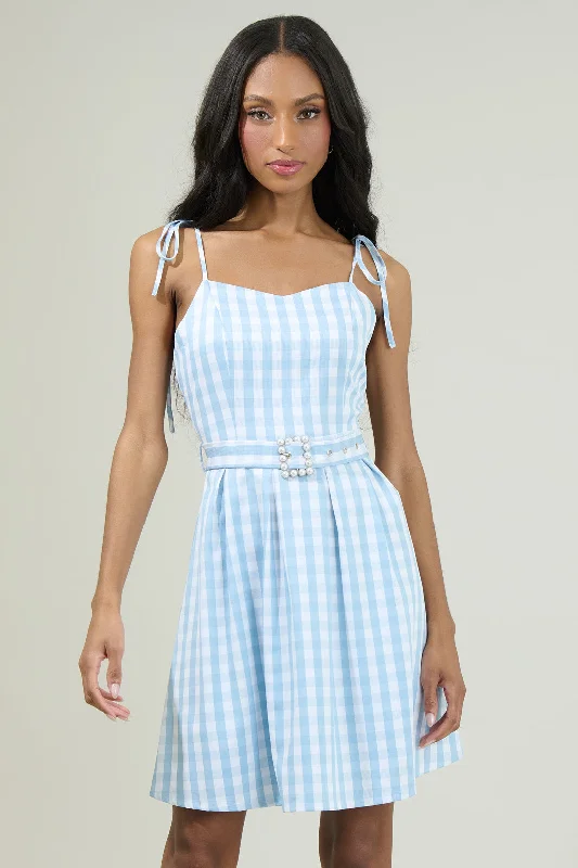 Satin DressAurora Checker Pleated Mini Dress