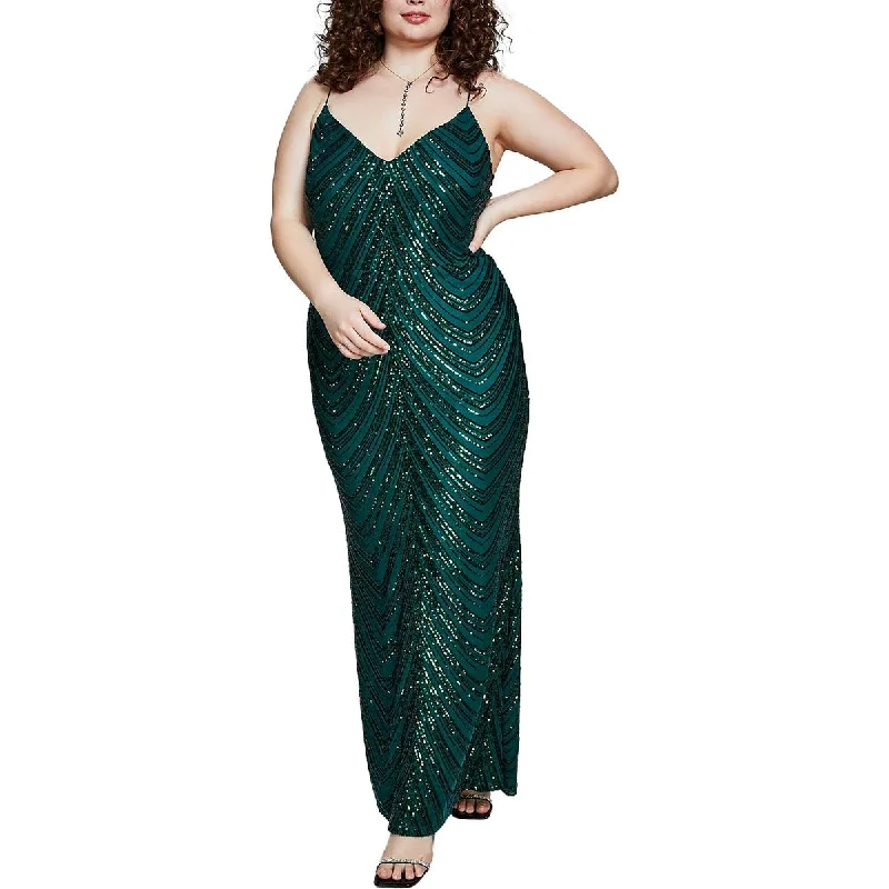 women's affordable dressesB. Darlin Womens Plus Sequined Maxi Evening Dress