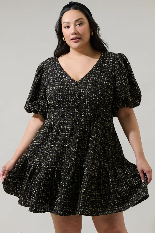 women's high-low dressesCarrol Zaylee Tweed May Tiered Mini Dress Curve