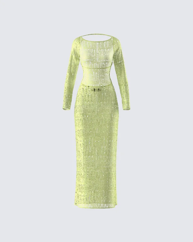 Sequined DressHartley Green Open Knit Maxi Dress