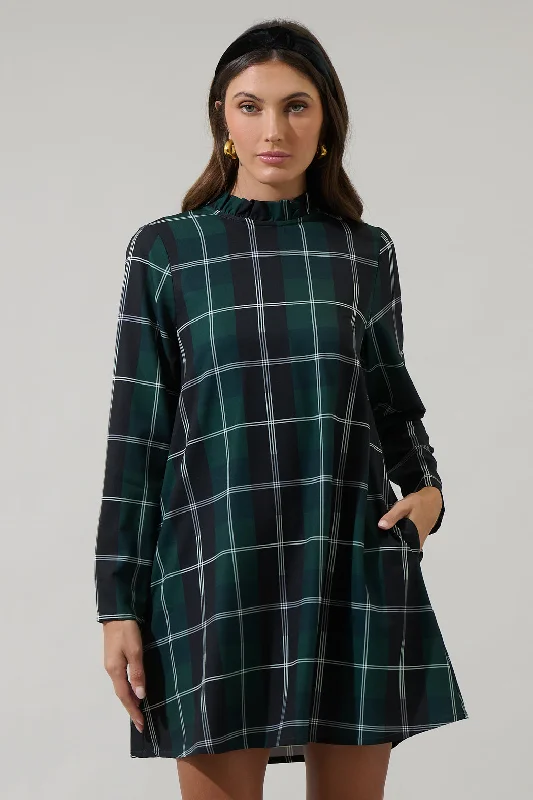 Bell-Sleeve DressSweet Beyond Long Sleeve Plaid Mini Dress