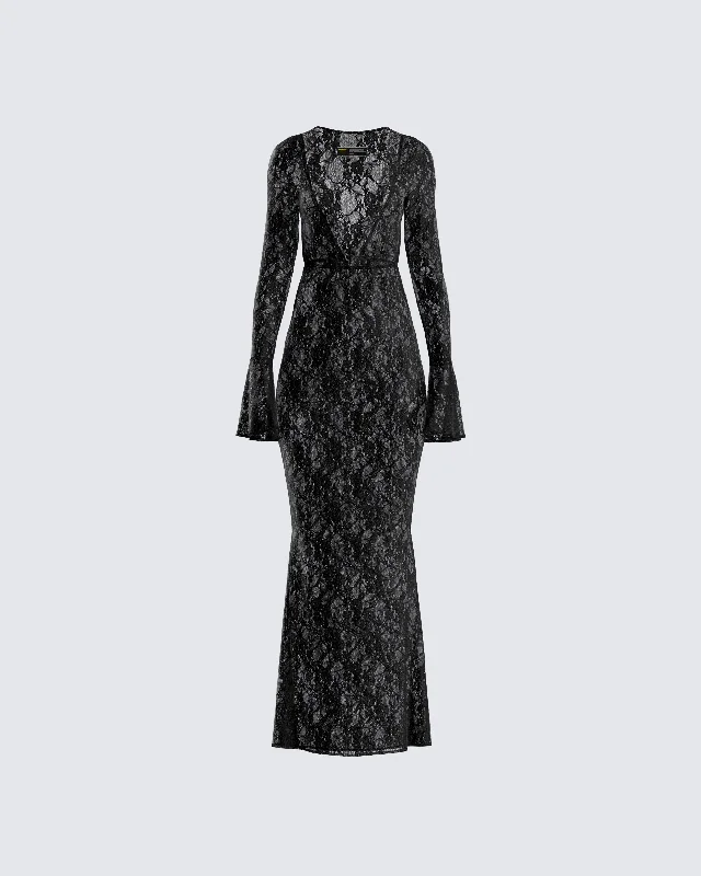 women's tall dressesLilith Black Lace Maxi Dress