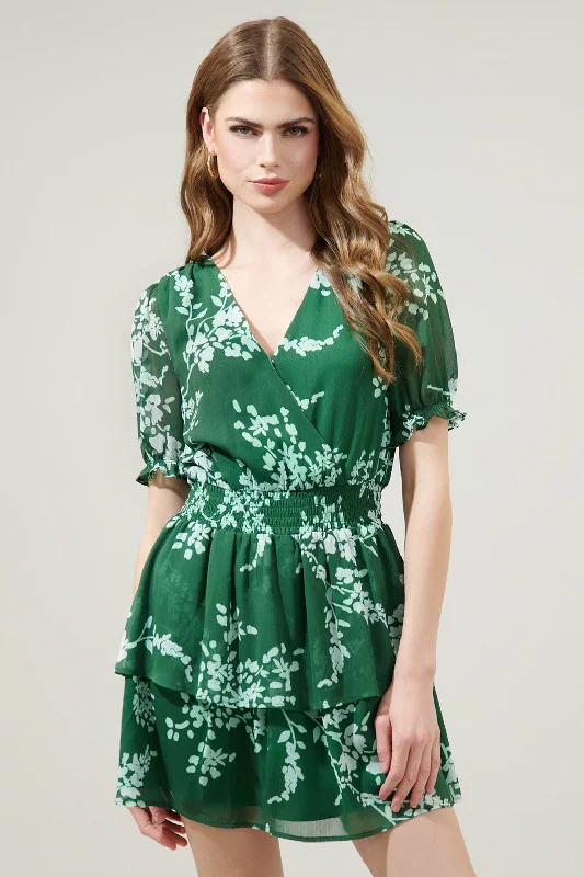 Cut-Out DressMonterey Floral Amina Surplice Ruffle Mini Dress