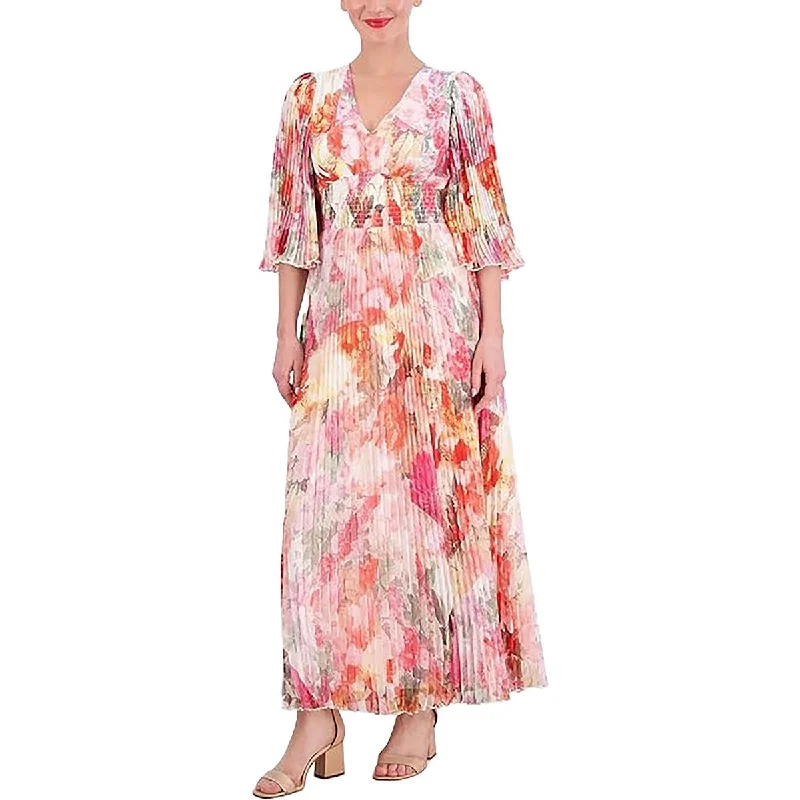 Off-The-Shoulder DressVince Camuto Womens Chiffon Floral Maxi Dress