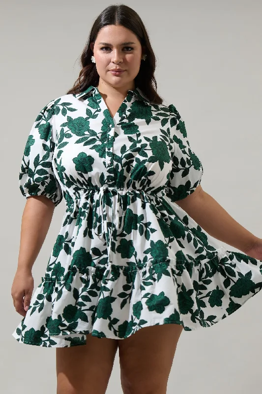 women's high-end dressesKane Floral Stacie Button Down Mini Dress Curve