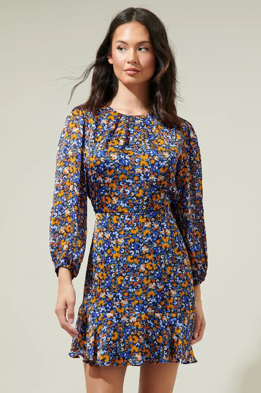 Tulle DressLobelia Floral Satin Dolman Sleeve Mini Dress