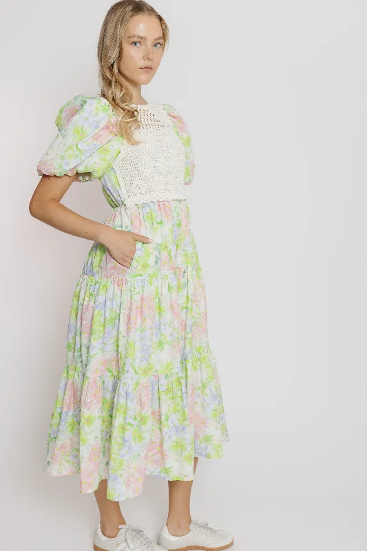 Beaded DressCalista Dress in Lime Multi Floral