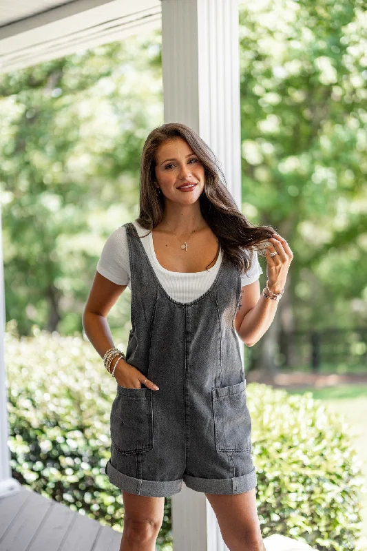 Metallic DressSummer Dreaming Charcoal Denim Romper