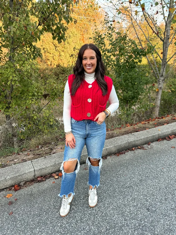 Sequined DressChunky Red Sweater Vest