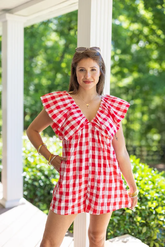 women's vintage dressesPicnic Ready Red Checkered Romper