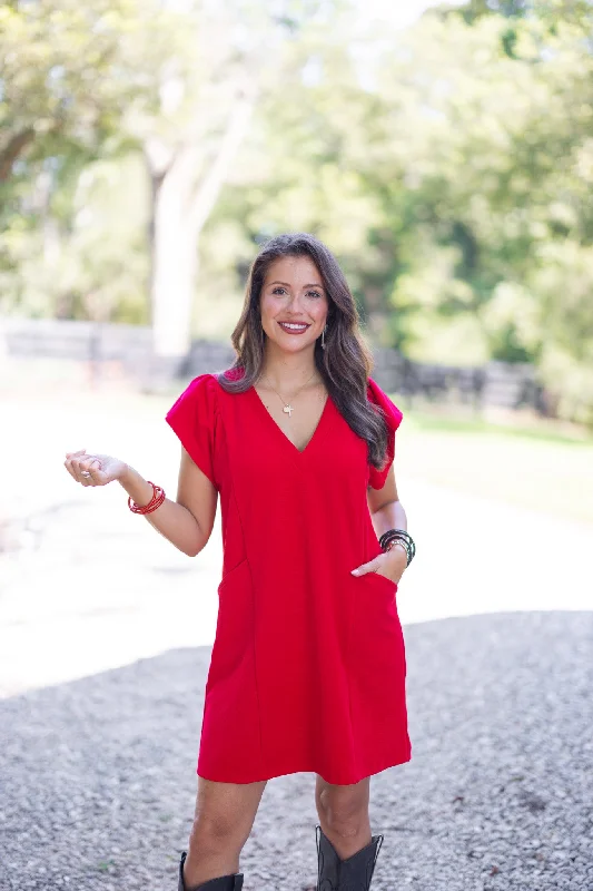 women's wrinkle-resistant dressesMy Favorite Red Textured Dress