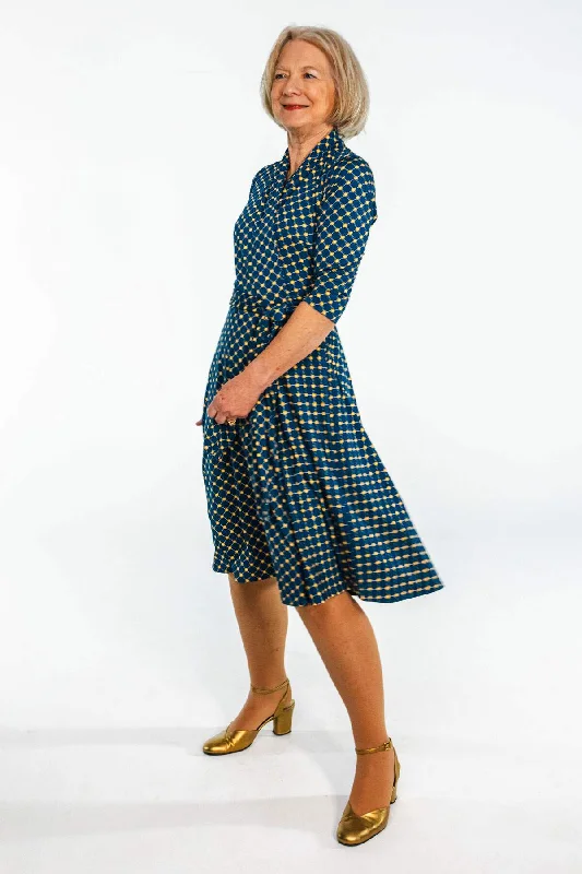 Laced DressRuby Dress - Navy and Gold Cross Dots