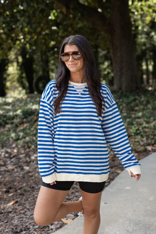 Peplum DressStriped Coziness Blue Pullover