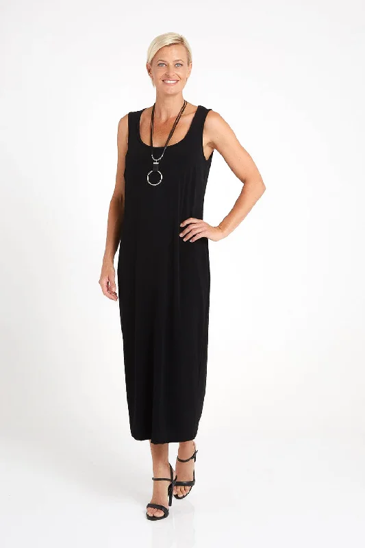 women's travel dressesAmy Midi Stretch Slip - Black