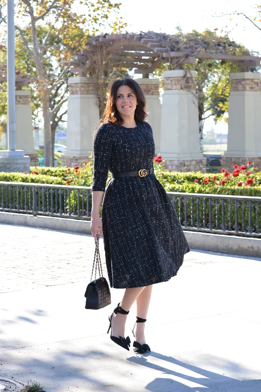 Petite DressAsos Black Tweed Midi Dress