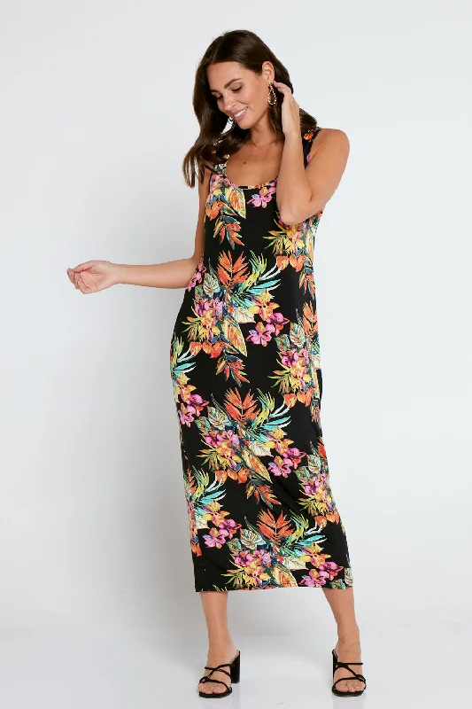 women's lightweight dressesFindon Midi Slip Dress - Tropical Nights