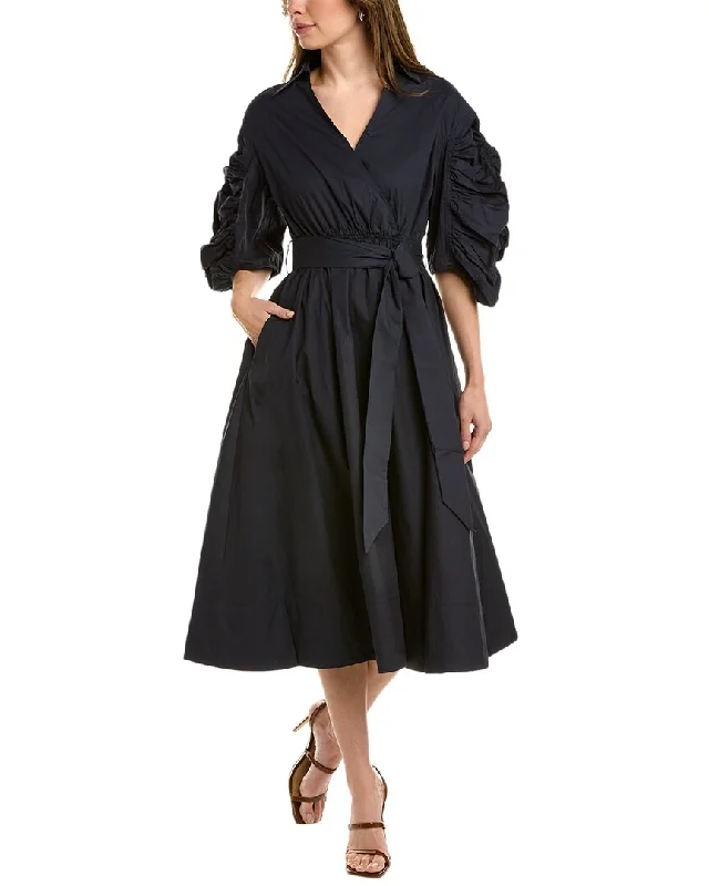 women's long-sleeved dressesGracia Surplice Midi Dress