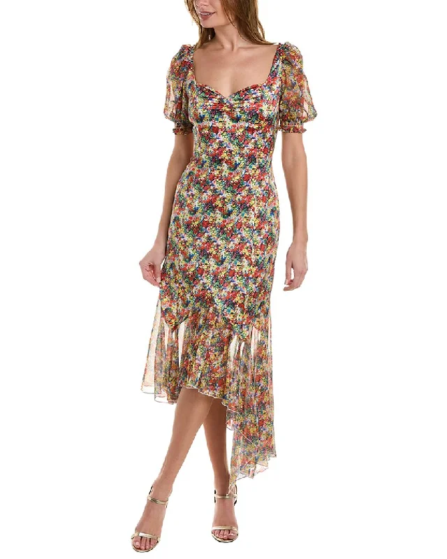 women's pear-shaped body dressesMarchesa Notte Floral Midi Dress