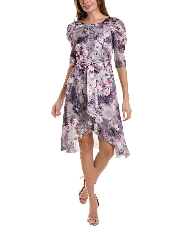 women's tall dressesMarchesa Notte Floral Textured Charmeuse Midi Dress