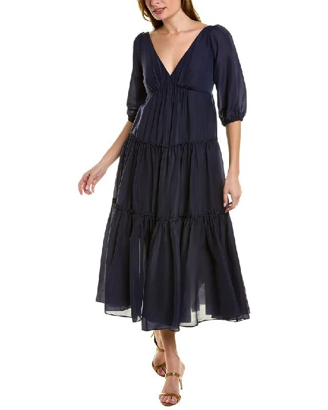 women's solid color dressesMarchesa Notte Solid Midi Dress