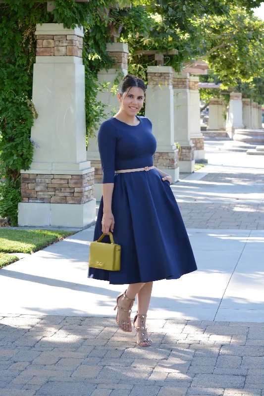 women's bespoke dressesMerida Navy Midi Dress