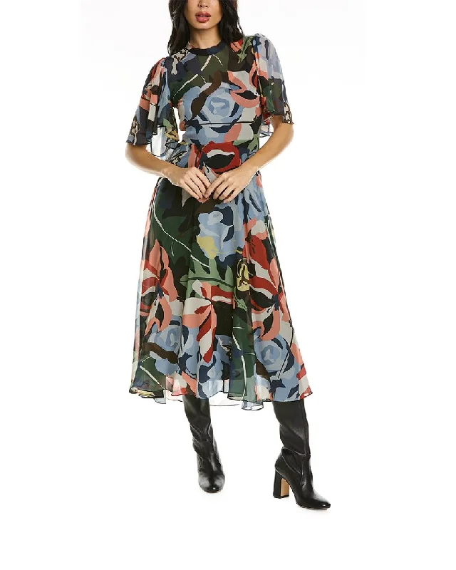 women's fashionable dressesRebecca Taylor Botanical Garden Silk-Blend Midi Dress