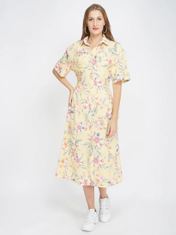 women's ethical fashion dressesSummer Brunch Floral Midi Shirt Dress