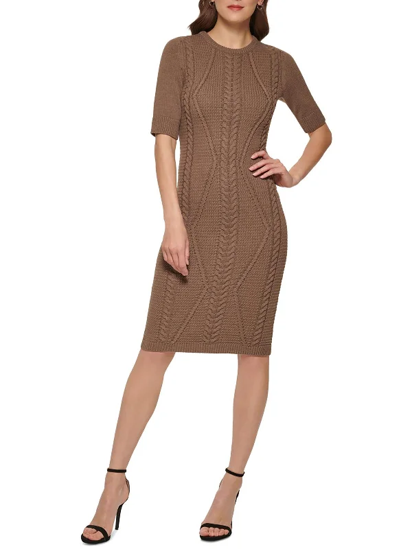 women's neon dressesWomens Cable Knit Midi Sweaterdress