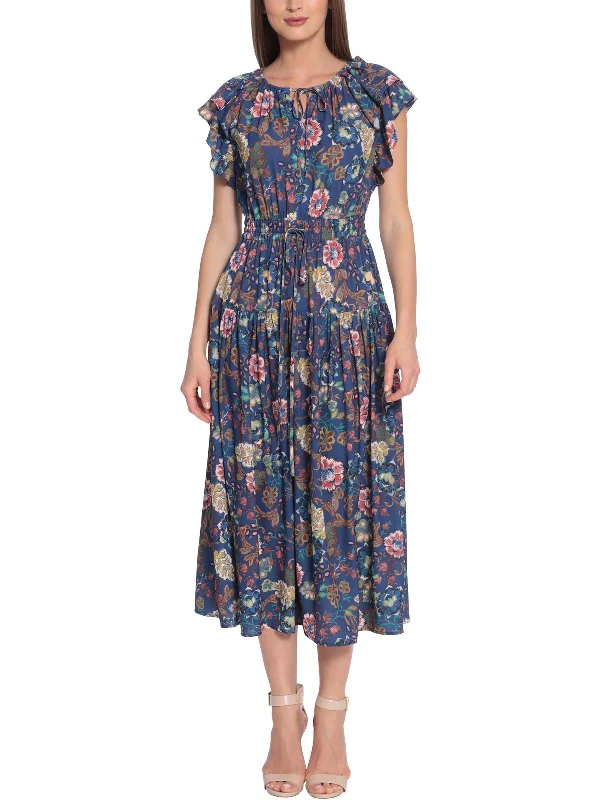 Body-Hugging DressWomens Crepe Floral Midi Dress