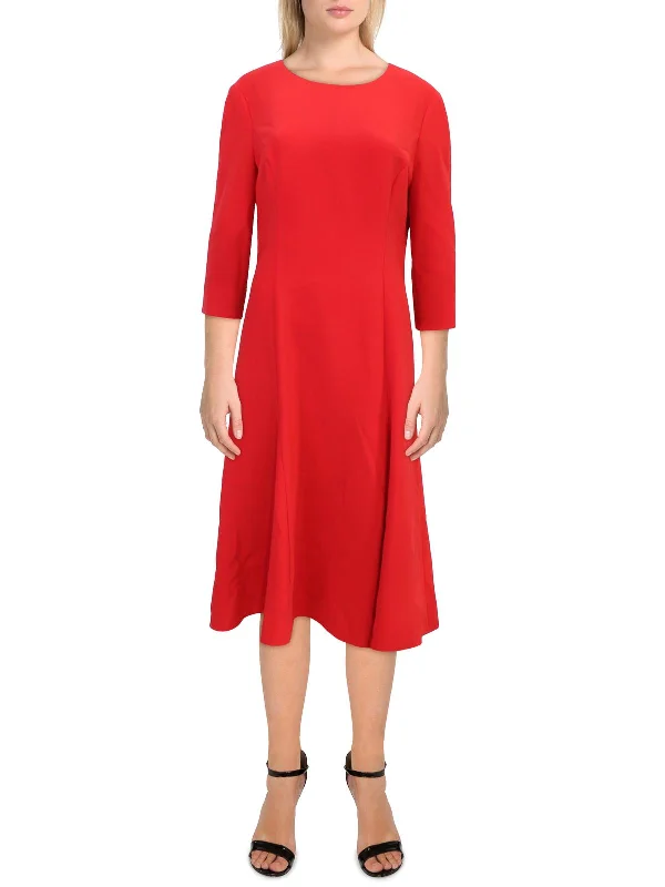 Jersey DressWomens Flared Three-Quarter Sleeve Midi Dress