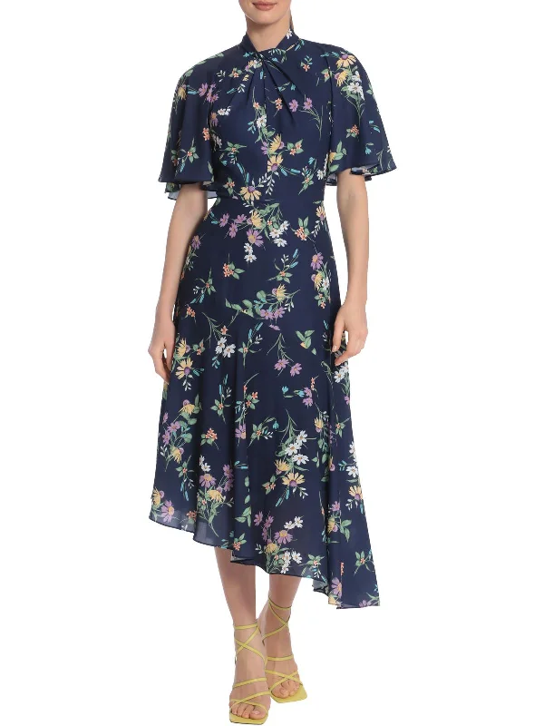 women's spaghetti strap dressesWomens Floral Calf Midi Dress