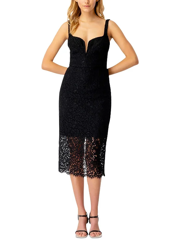 Formal DressWomens Plunging Midi Cocktail and Party Dress